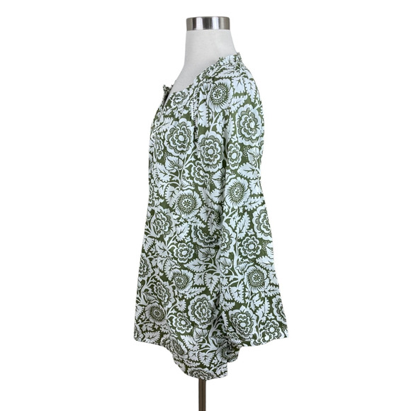 Talbots NEW Olive Green White Floral Lightweight Tunic Size 3X - Picture 2 of 4